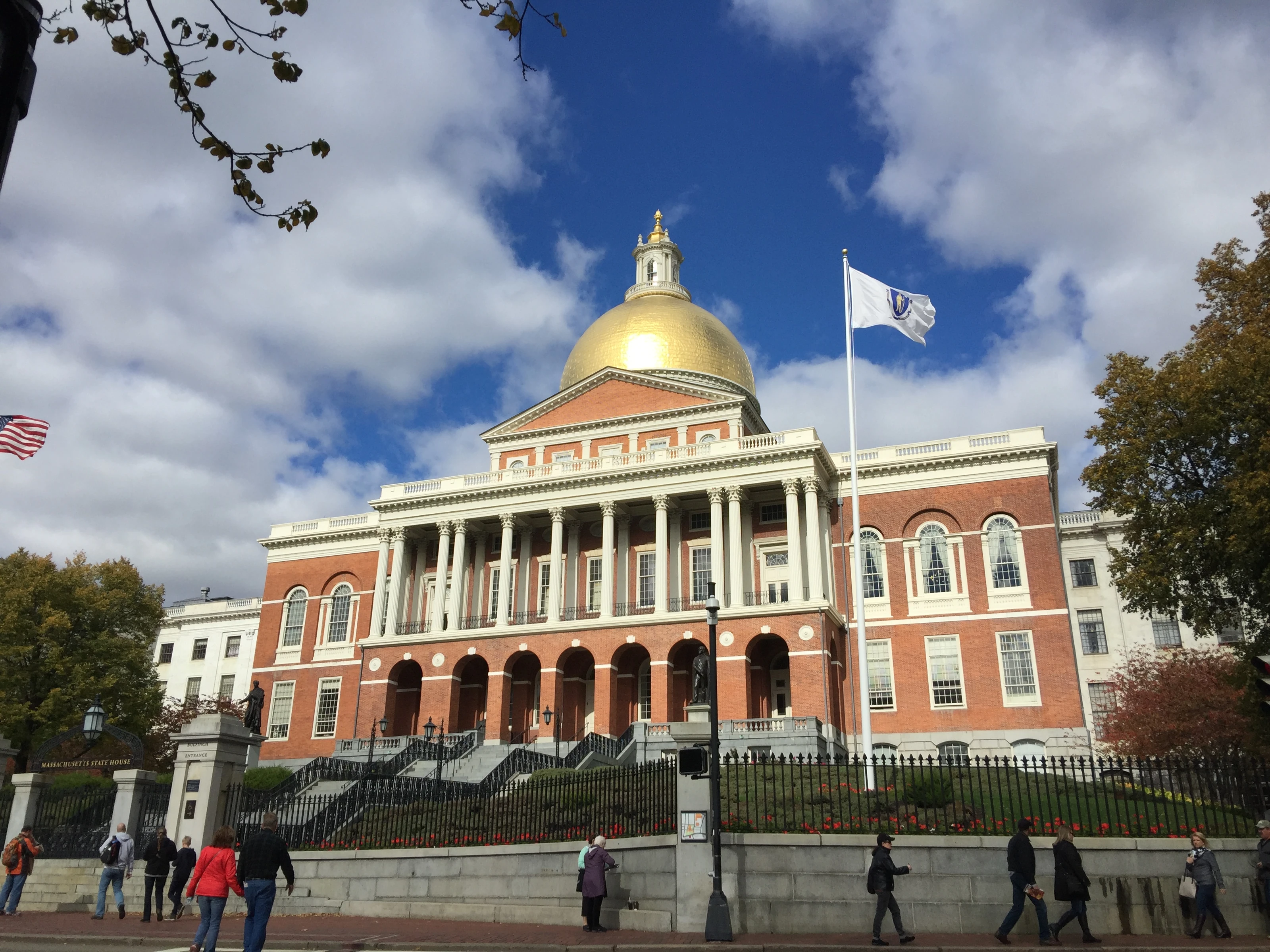 Massachusetts State House with its gold dome near Boston Common